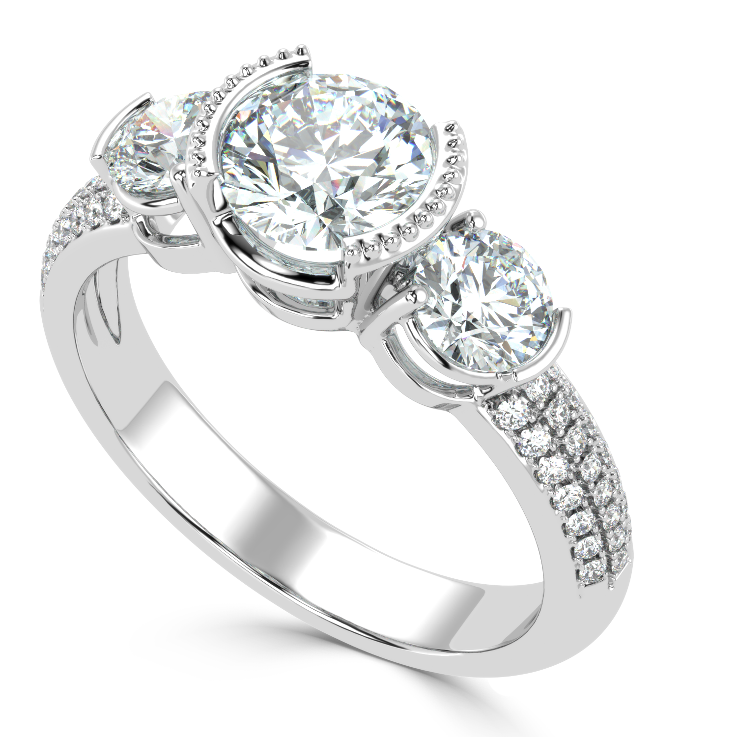 Buy 1.70 Ct Three-stone Natural Diamond Ring | Solitairekart